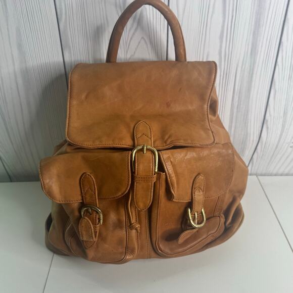 Boulder Ridge Handbags - Boulder Ridge Full Grain Leather Backpack Brown Hiking Travel Bag 12x12